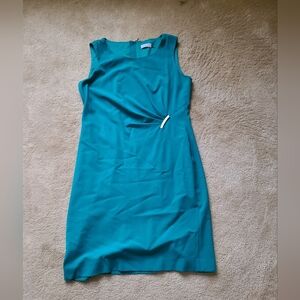 Calvin Klein Teal Sheath Dress with Decorative Waist Clip